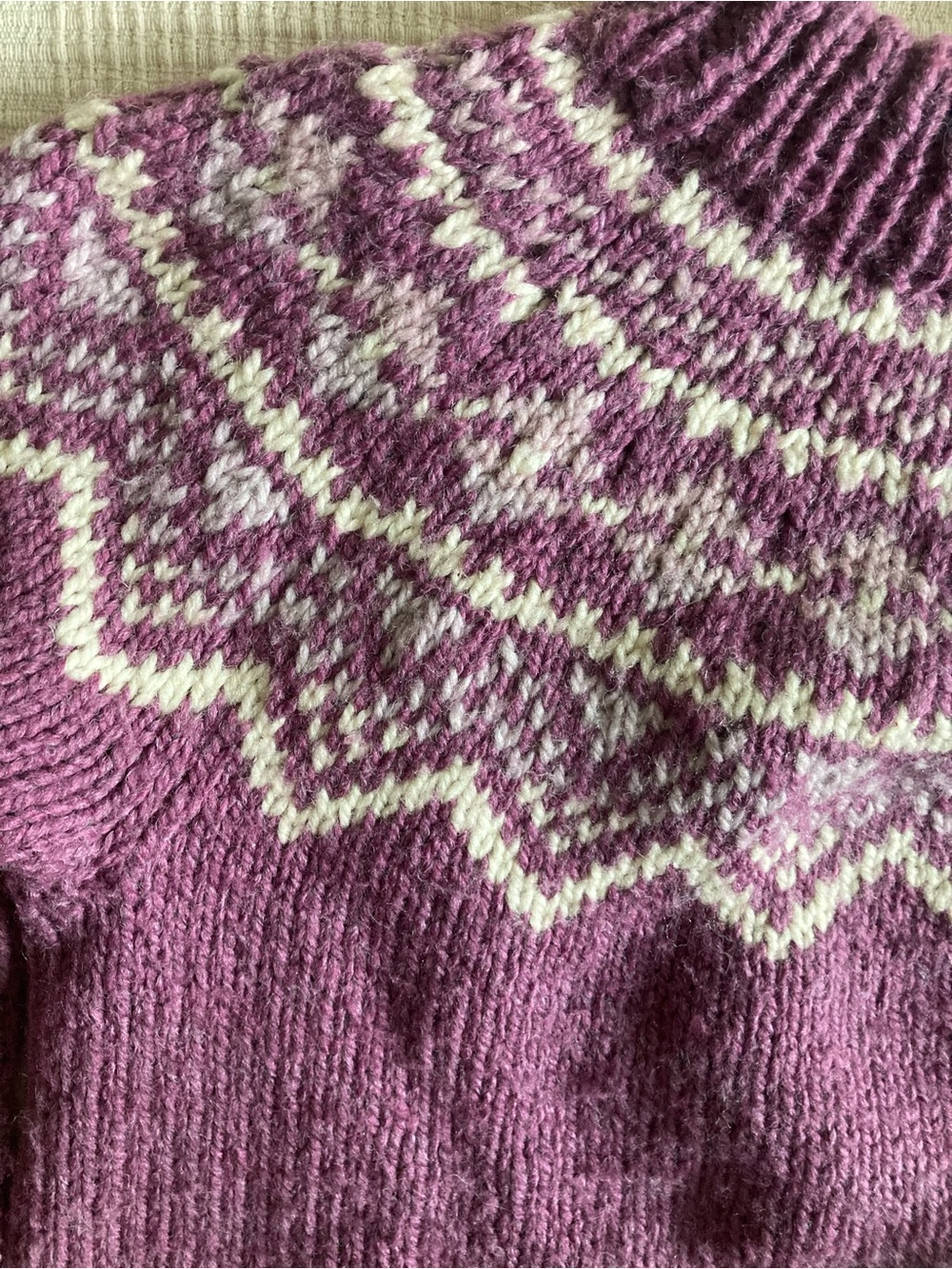 Hand knit Nordic sweater 100% wool - Picture 4 of 4